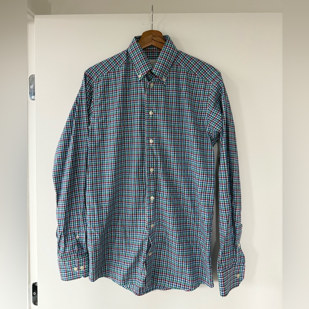 Eton Blue and Red Checkered Button Down Shirt